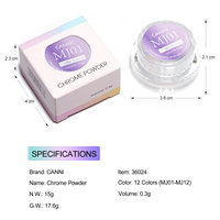 Poudre métallique chromée haute pureté CANNI pour la décoration des ongles, effet miroir, pigment métallique, poudre chromée avec couche de finition