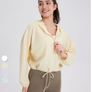 Lâche soleil preuve sport à capuche en plein air séchage rapide crème solaire Yoga haut mince <span class=keywords><strong>Anti</strong></span> <span class=keywords><strong>UV</strong></span> Fitness vêtements <span class=keywords><strong>veste</strong></span> de Protection solaire pour les femmes - Product Image 6