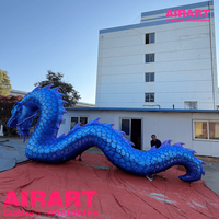 Dragon chinois gonflable géant réaliste bleu, sculpture de dragon oriental texturée sur mesure pour festival en plein air, centre commercial, exposition