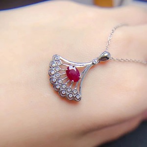 Moda Natural Rubi Eu Te Amo 100 Idiomas Mulheres Sterling Silver Banhado a Ródio GIA Certified Gift Necklace - Product Image 6