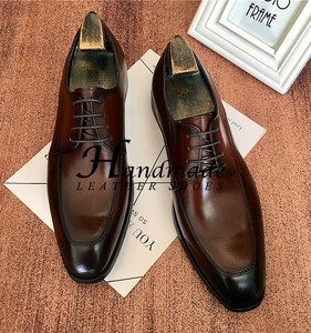 Chaussures de bureau formelles pour hommes en cuir coloré italien fait main, à bout pointu, en cuir véritable, imperméables - Product Image 4