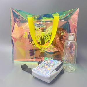 Bolso de mano holográfico de PVC de alta calidad, bolso de mano de playa de viaje impermeable transparente para mujer, bolso de compras duradero con asa - Product Image 3