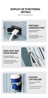 Valise à roulettes robuste en ABS+PC avec motif électronique, grandes roues silencieuses, serrure à 3 chiffres et port de chargement