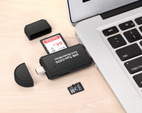 Penjualan Teratas USB Type C OTG SD TF Card Reader Writer Instalasi Eksternal All-in-One Bahan ABS Hitam Garansi 1 Tahun Windows