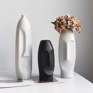 <span class=keywords><strong>Vase</strong></span> à fleurs <span class=keywords><strong>en</strong></span> porcelaine céramique pour salon <span class=keywords><strong>en</strong></span> <span class=keywords><strong>forme</strong></span> <span class=keywords><strong>de</strong></span> visage humain <span class=keywords><strong>tête</strong></span> blanche noire personnalisée - Product Image 4