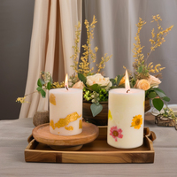 Lilin Pilar Bunga Kering Aromaterapi Mewah Romantis Berbahan Lilin Kedelai Suhu Rendah dengan Kelopak Bunga Kering, Hadiah Wisuda Ulang Tahun