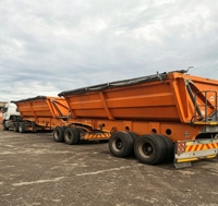 Prix d'usine, excellent état, remorques Superlink à benne latérale 2+2 essieux, 4 essieux, 70 tonnes, vente chaude pour le Mozambique