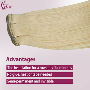 Extensions de cheveux humains FH Invisible Hole Butterfly Weft # 1001 Blonde Remy Genius Xo Hole Weft Double Drawn Butterfly Weft - Product Image 2