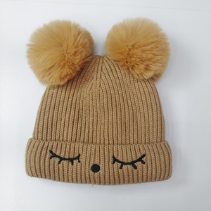 Mũ trẻ em mùa thu đông Mũ dệt kim bằng vải nhung mềm mại dễ thương - Product Image 3