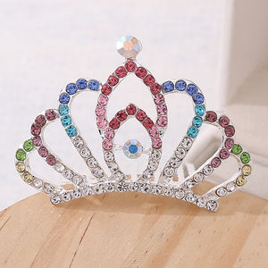 Di Cristallo coreano dei bambini Corona Festival Prestazioni Pettine Dei Capelli di Colore Diademi Corona Per Le Bambine - Product Image 1
