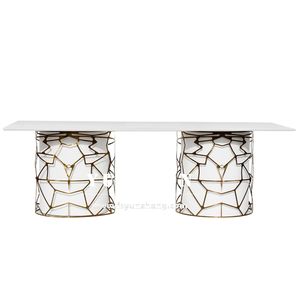 Mesa de comedor rectangular moderna de lujo <span class=keywords><strong>Gaudi</strong></span> en blanco y negro para el hogar, Villa, Hotel, salón de bodas, uso para muebles de comedor - Product Image 1