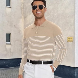 Pull en tricot pour homme à manches longues, chemise décontractée rayée, chemises de golf, 100% polyester, respirant, imprimé sportif - Product Image 5