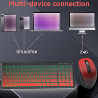 Combo de Teclado y Ratón Inalámbrico Silencioso con Retroiluminación RGB, 2.4G, Modo Dual, Recargable, para Escritorio/Portátil