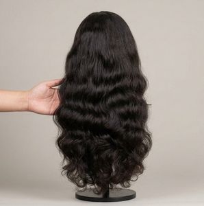 Perruque longue ondulée de qualité supérieure, noire naturelle, en cheveux humains, pour femmes, fournisseur en gros d'usine - Product Image 3