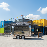 Camion de restauration rapide en acier inoxydable de 3,5 m pour l'extérieur, remorque à glaces et gelato en acier inoxydable