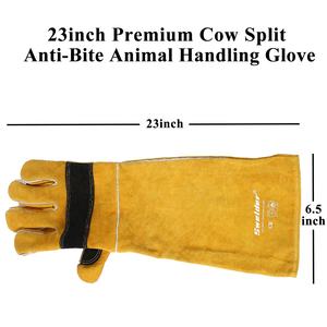 SWELDER 23-Zoll gelb-schwarz <span class=keywords><strong>An</strong></span>-Bite Doppel-Rindleder-Tier-Handschuh für Hunde Katzen Schlangen usw - Product Image 2