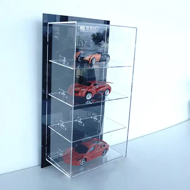 Scaffale di esposizione all'ingrosso dell'automobile del modello del giocattolo acrilico quadrato di forma della parete diy con gli scaffali per la manifestazione di modello