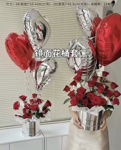 库存高品质亮面花桶套装<span class=keywords><strong>2</strong></span>圆花礼品盒圆形花盒礼品包装盒花束包装 - Product Image 5