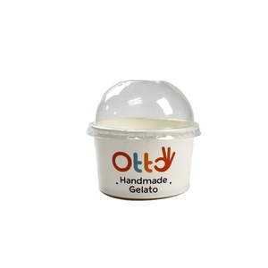 Oem Custom Print 100ml 180ml 500ml Blank White Kraft Paper Ice Cream Cups With Small Lid Spoon for Ice Cream