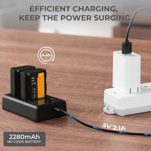 Batería de Cámara Recargable de Iones de Litio K&F Concept de 2280 mAh NP-FZ100 para <span class=keywords><strong>Sony</strong></span> A7iii A7Riii A9 A6600 A7R <span class=keywords><strong>IV</strong></span> <span class=keywords><strong>Alpha</strong></span> A9 II - Product Image 5