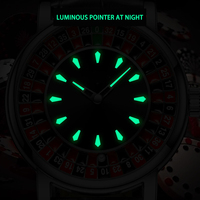 Montre Homme Oronigio de Luxe à Mouvement Quartz, Design Casino Lumineux, Bracelet en Cuir, Boîte, Charme Tendance - Meilleures Ventes