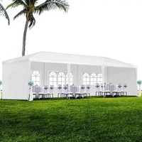 Tente de réception et de mariage extérieure blanche 10x30' avec 5 parois latérales amovibles, modèle Gazebo D0100HAXBVY pour usage intérieur et extérieur