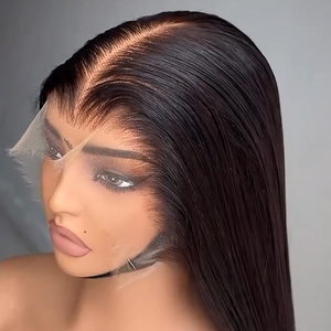 Peluca frontal de encaje transparente HD de cabello humano brasileño virgen con cutícula alineada y cabello de bebé para mujeres afroamericanas, económica - Product Image 1