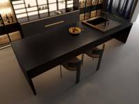 Dalle en pierre frittée noire pleine masse Sinostone 1600x3200x12mm polie, style moderne et minimaliste pour îlot de cuisine et projets d'escaliers