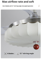 Lampes de plafond de lustre nordique de 42 pouces rétractables, luxueuses, simples, blanches, modernes, à 4 pales, avec lumières