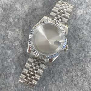 Accessoires de montre, boîtier de montre de 36 mm à 39 mm, <span class=keywords><strong>lunette</strong></span> cannelée, verre saphir, <span class=keywords><strong>loupe</strong></span>, bracelet en acier inoxydable pour NH35 NH36 - Product Image 1