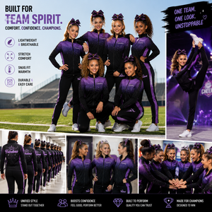 Chándal de Sublimación Personalizado para Animadoras, Chaqueta con Cremallera y Pantalones con Diseño de Estrella Degradado, Uniforme de Entrenamiento para Animadoras de Secundaria - Product Image 2