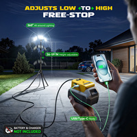 Lampe de travail sur trépied 30W 196 LED pour batterie 18V, 3 têtes 6500K avec chargement USB Type C pour chantier de construction