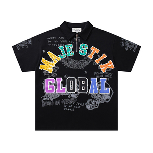 Nuova Collezione: Polo con Mezza Zip per Uomo, Abbigliamento di Alta Qualità con Stampa in Strass, T-shirt Majestik a Maniche Corte per Uomo - Product Image 2