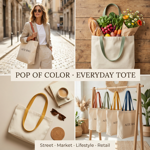 Borsa Tote in tela ecologica con Logo personalizzato di medie dimensioni durevole per lo Shopping quotidiano - Product Image 5