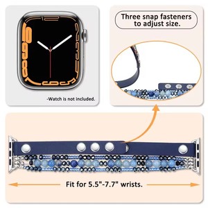 Correa de Reloj Inteligente de Cuero y Aleación de Zinc con Cuentas Elásticas para Relojes de 38/42 mm, Correa Elegante y de Lujo para Mujer - Product Image 3