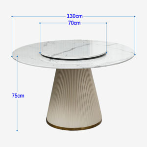 Jiening Luxury Style Home platine vinyle minimaliste en marbre rond table de restaurant ensemble de table à manger 6 places - Product Image 2