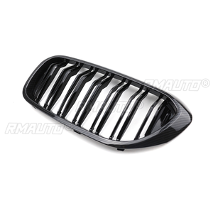 Rejilla Delantera para BMW Serie 5 G30 G31 2017-2020 520i 530i 540i, Doble Listón, Aspecto de Fibra de Carbono Negro Brillante - Product Image 4
