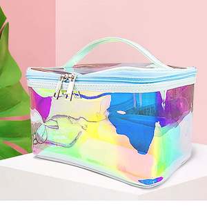 Accessoires de plein air en gros 2024, trousse de maquillage transparente imperméable, pochette holographique laser, trousse de toilette de voyage, étuis de voyage - Product Image 4