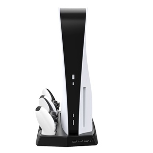 Soporte Vertical 2 en 1 para <span class=keywords><strong>Sony</strong></span> <span class=keywords><strong>PS5</strong></span> para Playstation 5 PS 5 con Estación de Carga Dual para Controles, 3 Puertos Hub y 2 Ventiladores de Refrigeración - Product Image 1