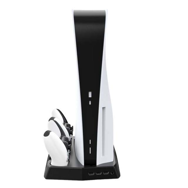 2 in 1 Vertical Stand for Sony PS5 for Playstation 5 PS 5 Game With Dual Controller Charger Station 3 Hub Port 2 Cooling Fan