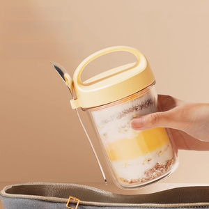 Gobelet isotherme portable pour petit-déjeuner, yaourt, salade, lait et milkshake, avec couvercle et cuillère, idéal pour les sports et les repas à emporter - Vente en gros - Product Image 1