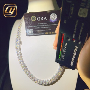 Hip Hop Jewelry 12MM VVS Moissanite Diamond Pass Diamond Tester Sterling Silver 925 Hip Hop <b>Iced</b> <b>Out</b> Cuban Link <b>Chain</b> Necklace - Product Image 4