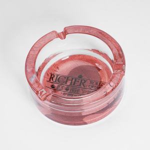 Cendrier de bureau moderne en verre transparent, rond, facile à nettoyer, porte-cendres de cigarettes, couleur et logo personnalisés pour la maison, l'hôtel, le restaurant - Product Image 1