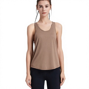 Top deportivo sin mangas para mujer, estilo racerback con espalda abierta, ajuste holgado, de secado rápido, para yoga, pilates, gimnasio y atletismo, venta al por mayor - Product Image 1