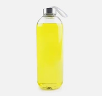 Bouteilles d'eau en verre de forme ronde de haute qualité de 1000ml 1 litre avec logo personnalisé avec couvercle en acier inoxydable