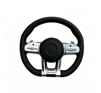Volant de voiture en fibre de carbone et cuir perforé pour Mercedes W204 S204 C204 W212 W212 C207 A207 X204 W218 avec surpiqûres contrastées