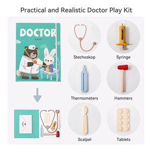 Ensemble de jeu de <span class=keywords><strong>docteur</strong></span> pédiatrique en bois pour enfants, avec seringue, outils d'infirmière et stéthoscope pour jeu d'imitation - Product Image 3
