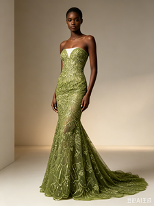 Tissu KC Vert Olive Pivoine Strass Paillettes Tulle Dentelle Maille Respirante Poids Moyen Tricoté Africain Aso Ebi Mariage Soirée - Product Image 4