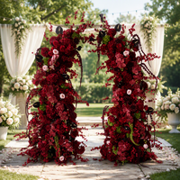 Arche de fleurs artificielles de haute qualité personnalisable, arche de fleurs bordeaux pour la décoration de mariage