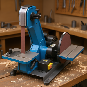 Ponceuse verticale à bande et à disque Fervi, meule de 150 mm, double fonction, pour le travail du métal et du bois - Product Image 3